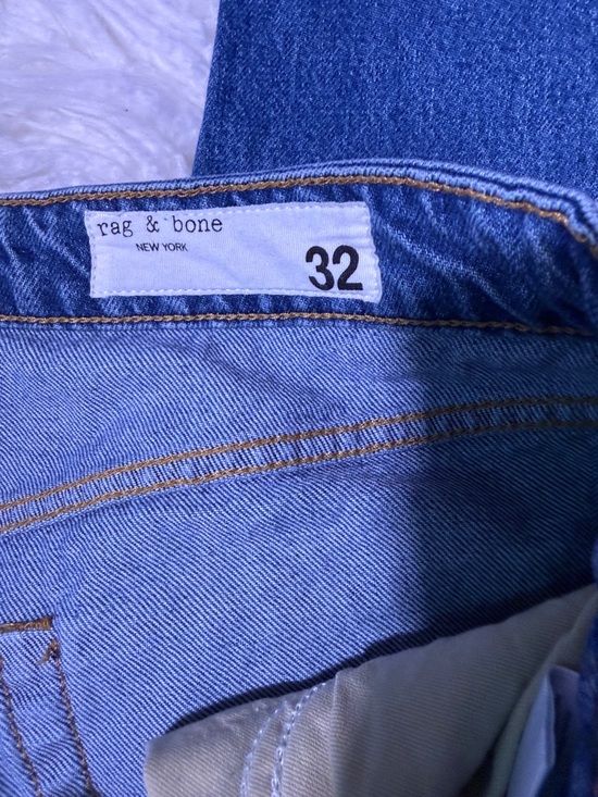 rag & bone Cropped High-Rise Blue Denim Jeans - Picture 7 of 9